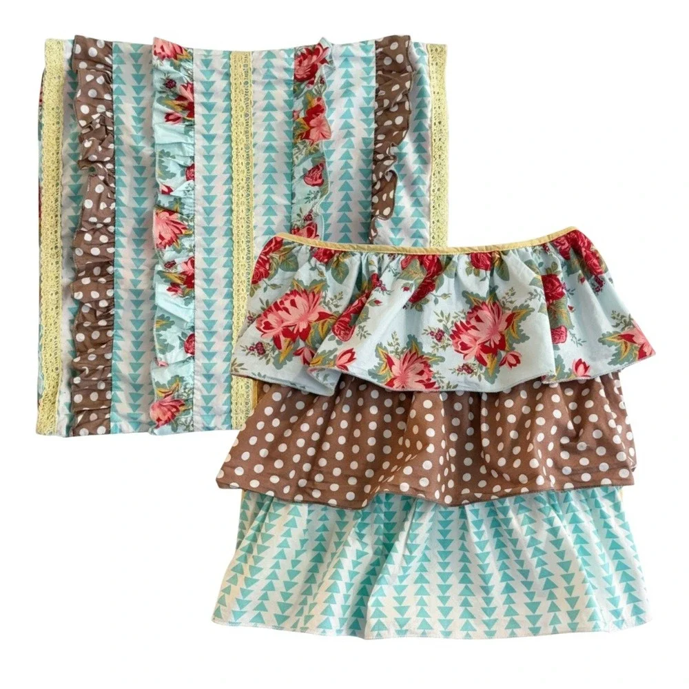 Matilda Jane Ruffled Pillow Sham Case 20 x 17 Floral Floral Polka Dot Patchwork